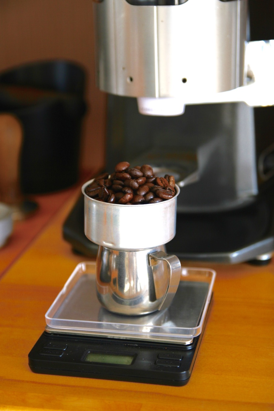 Measure beans to grind